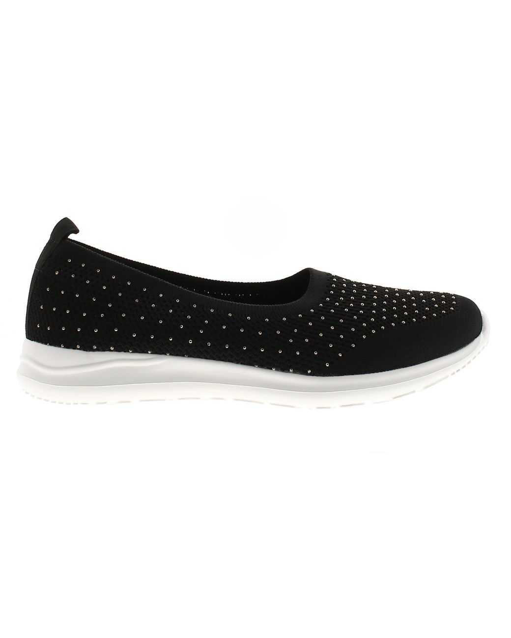Platino Black Flat Shoes Meryl Slip On Textile