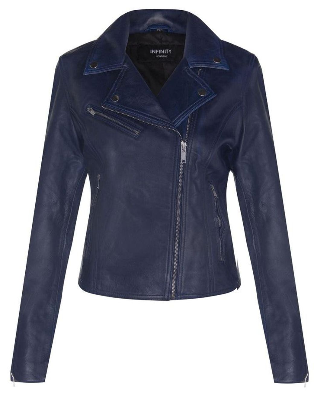 Infinity Leather Blue Classic Brando Biker Jacket-Loughton