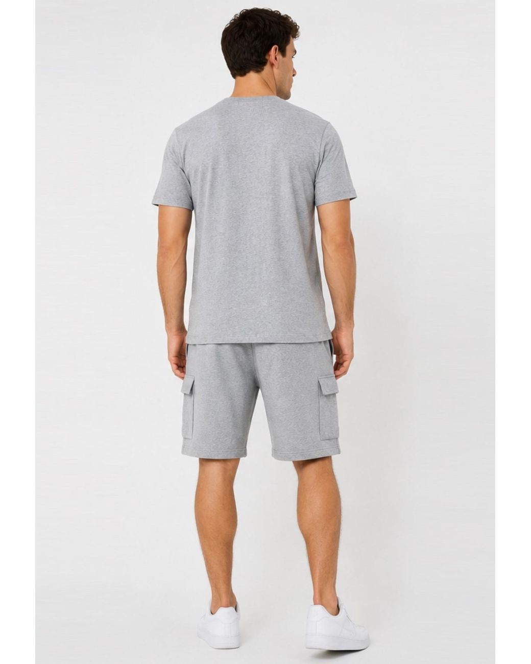 Nike Gray Tracksuit T Shirt Cargo Pocket Shorts for men
