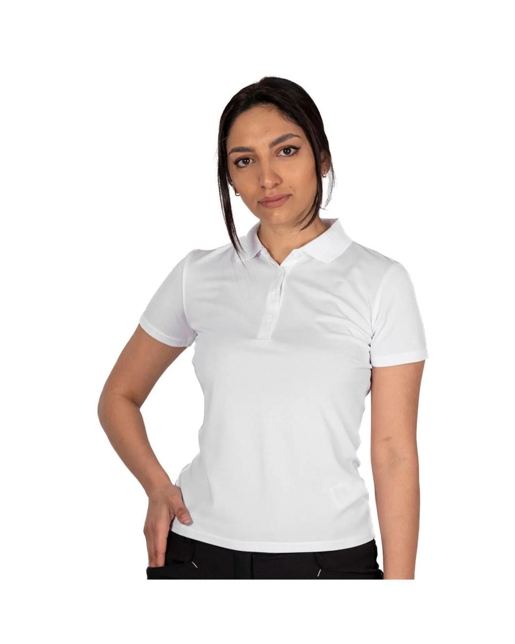 Island Green White Ladies Classic Micro Pique Golf Polo Shirt
