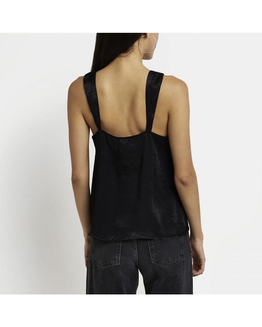 River Island Black Cami Top Strap Detail