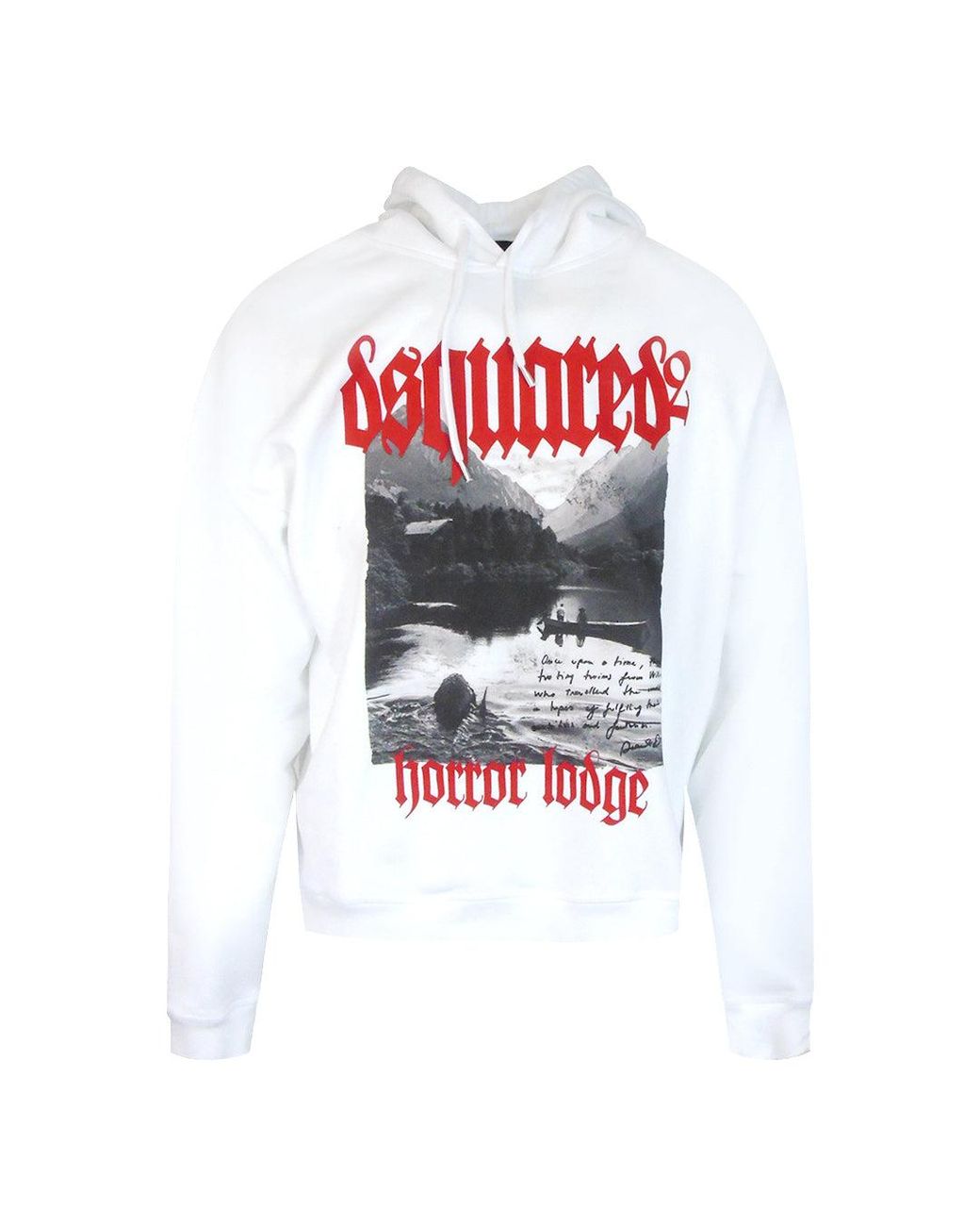 DSquared² White Graphic Print Hoodie Cotton for men