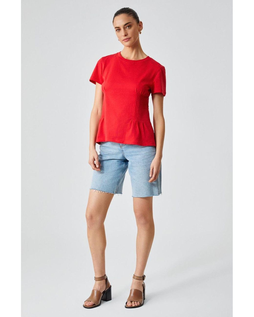 Grimelange Red Corset Crew Neck T-Shirt