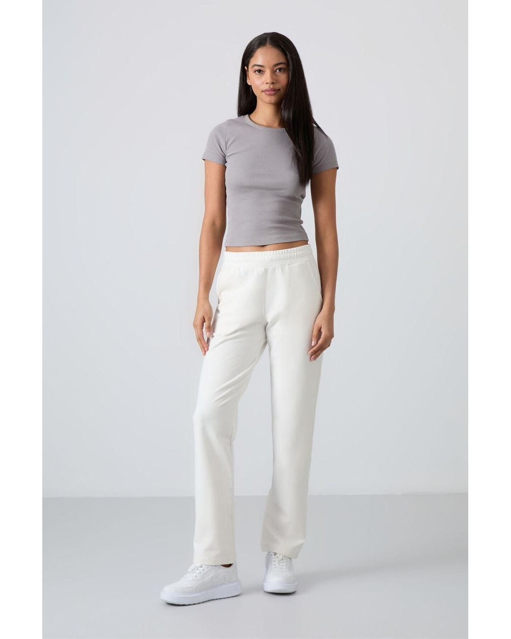 TOMMY LIFE White Straight-Leg Fleece Sweatpants