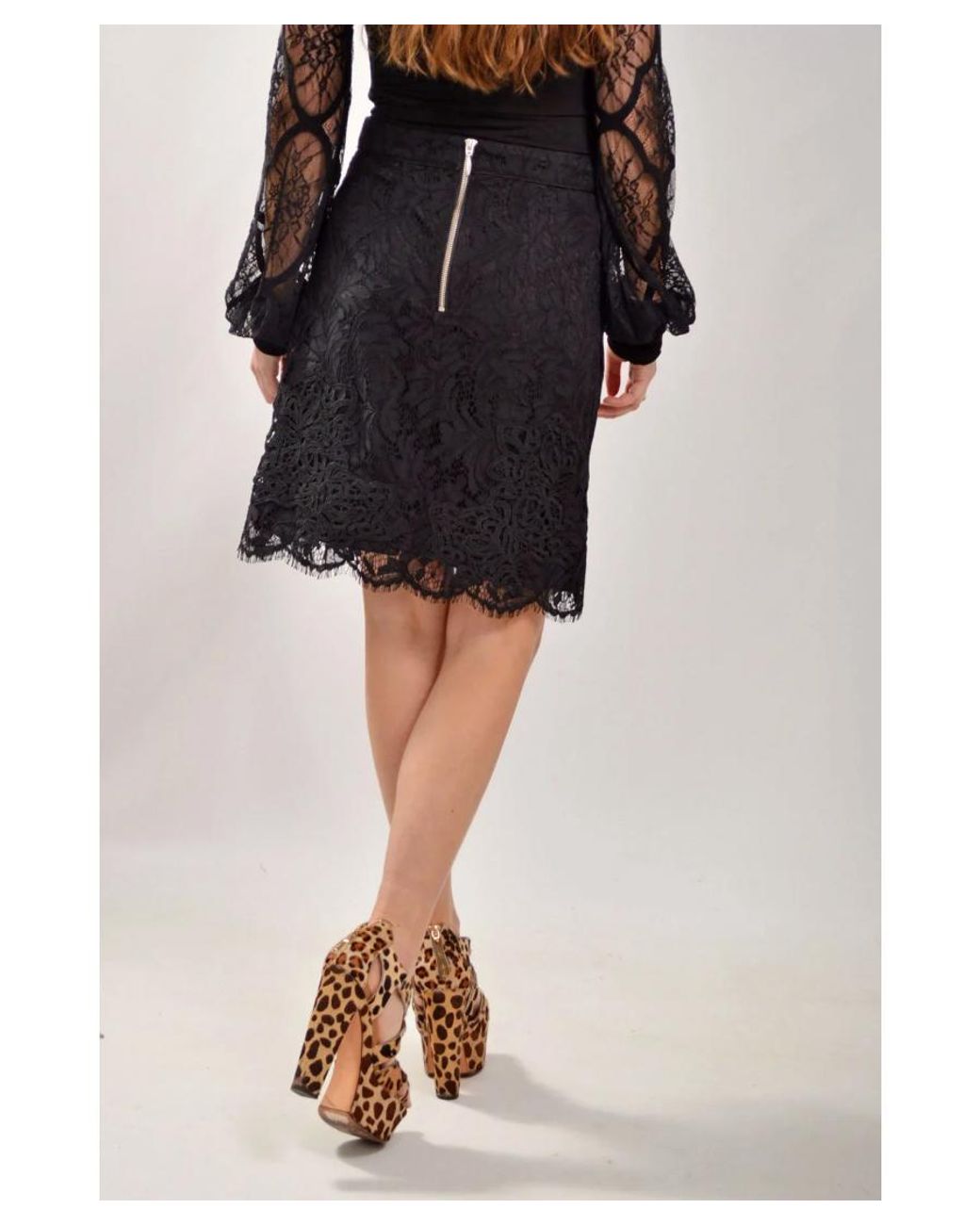 Black lace a line skirt discount
