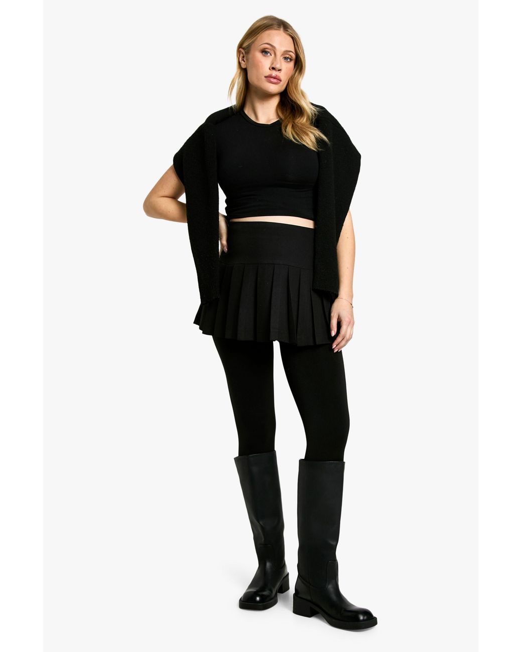 Boohoo Black Maternity Thermal Bump Support Fleece Lined Tights