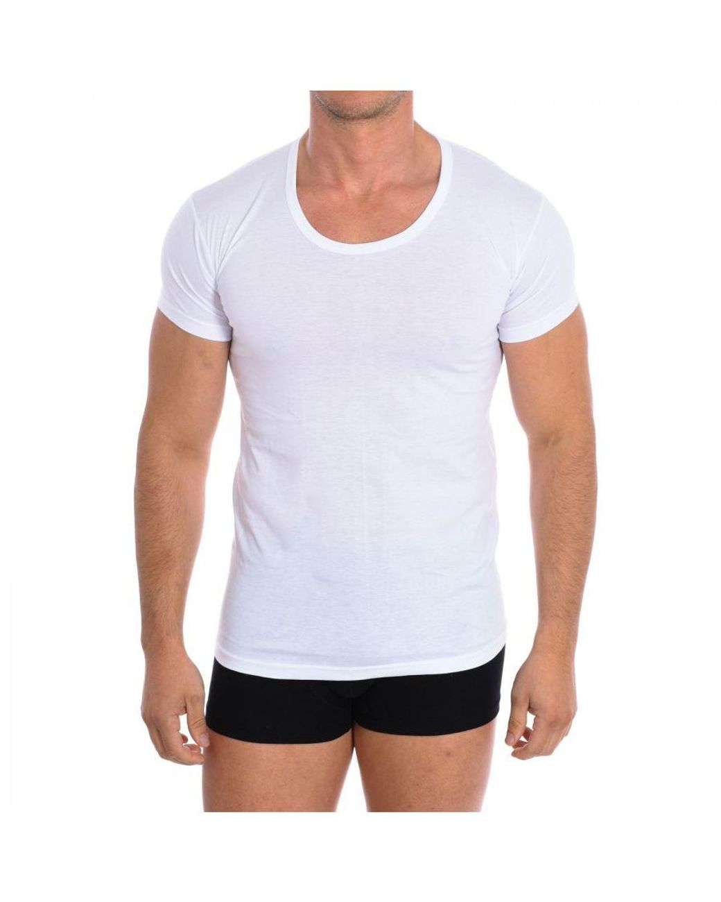 Kisses&Love White Short Sleeve Cotton Undershirt Q-En1002 for men