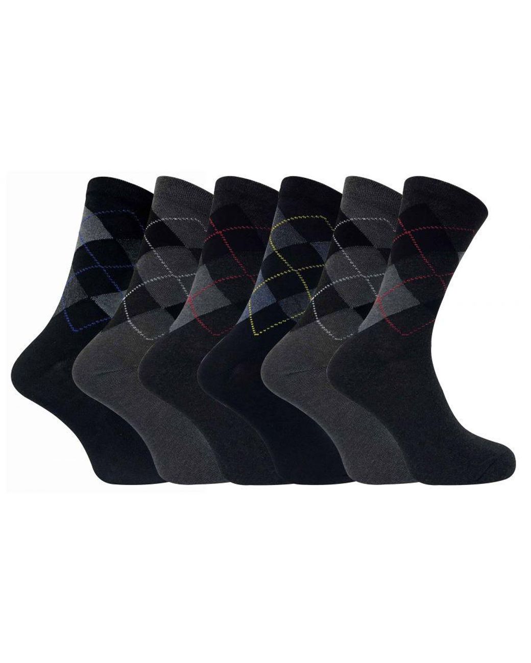 Sock Snob Blue 6 Pairs Formal Patterned Coloured Dress Cotton Socks for men