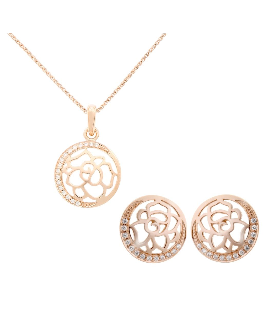 Orphelia Metallic 'Blair' 925 Sterling Set: Chain-Pendant + Earrings