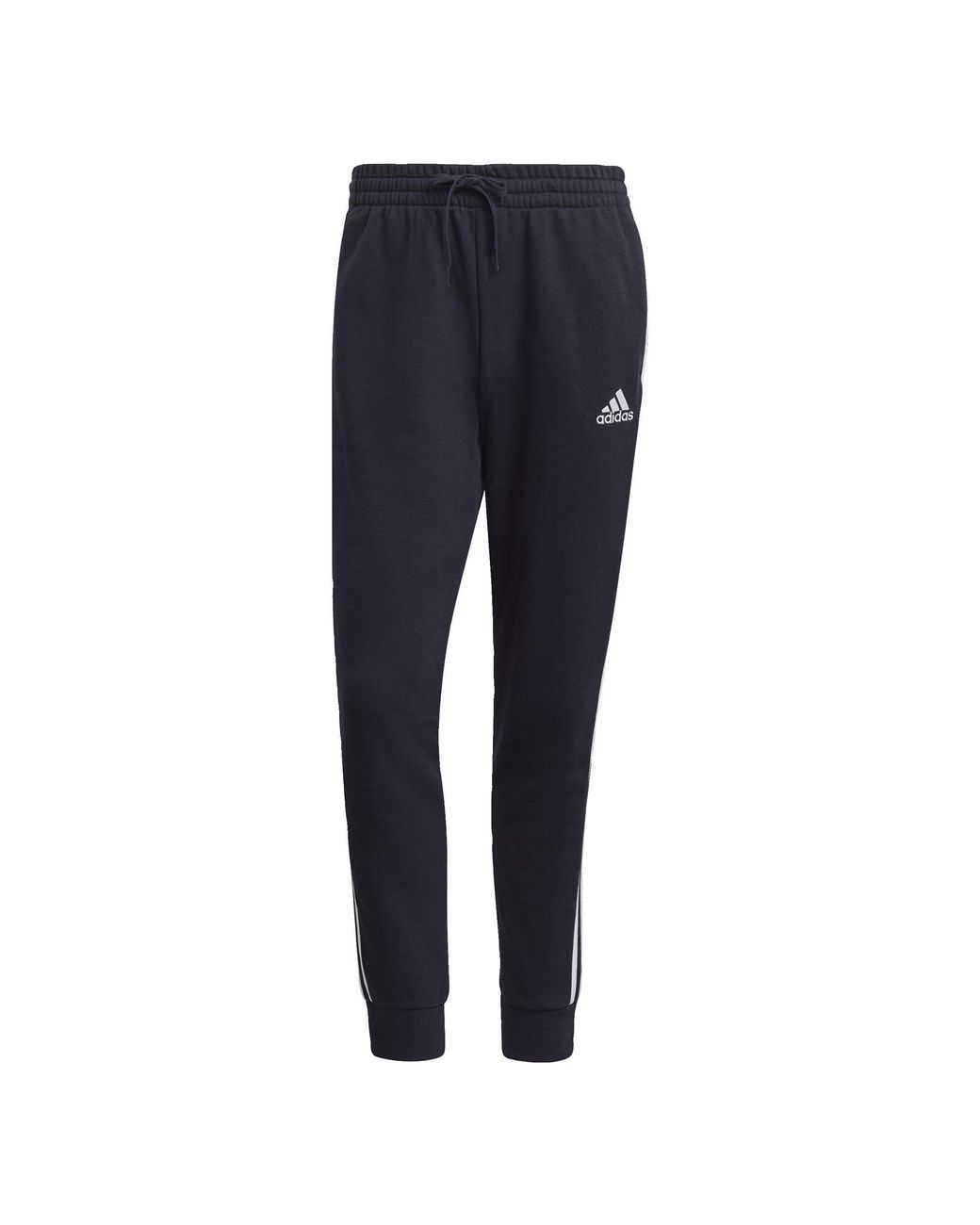 Adidas Blue Essentials French Terry Tapered Cuff 3-stripes Joggers for men