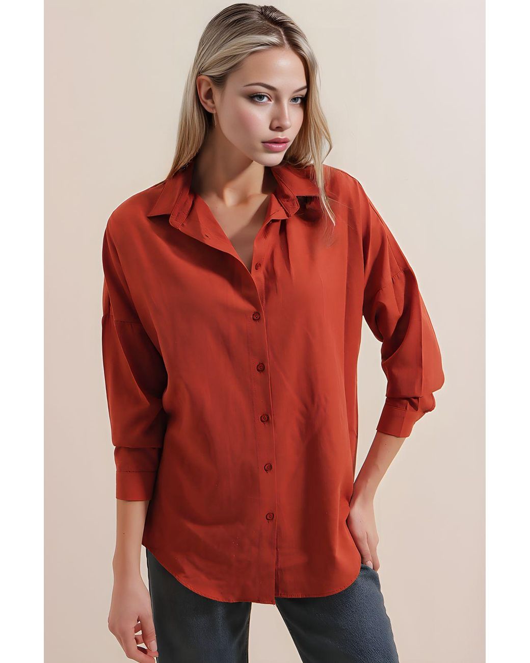 Bigdart Red Oversized Poplin 2-Pack Shirt