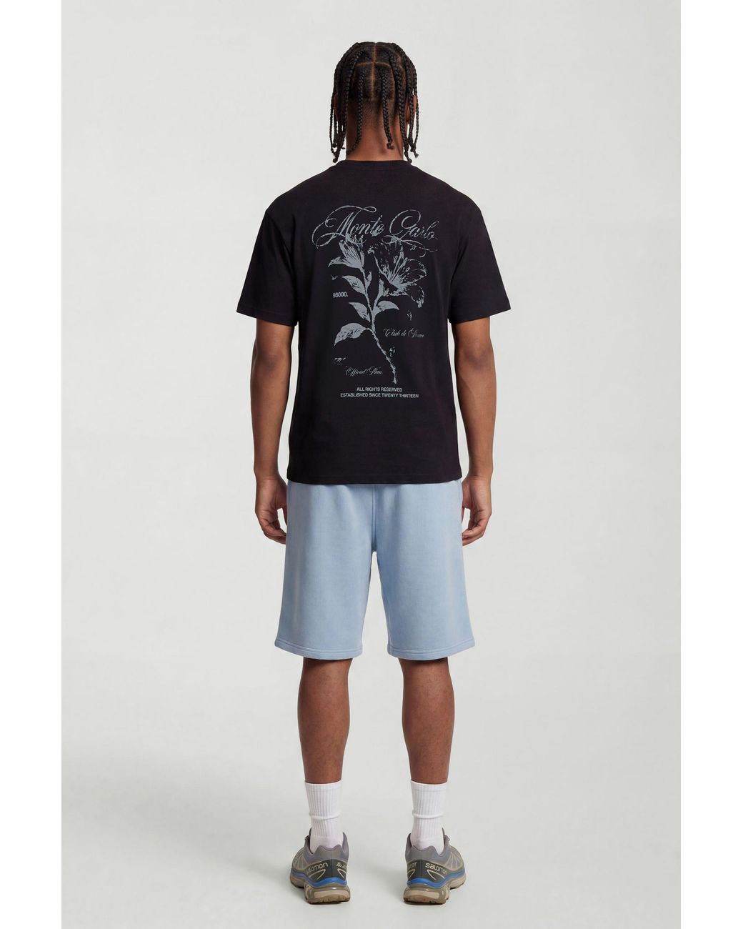 BoohooMAN Black Oversized Monte Carlo Floral Print T-Shirt for men