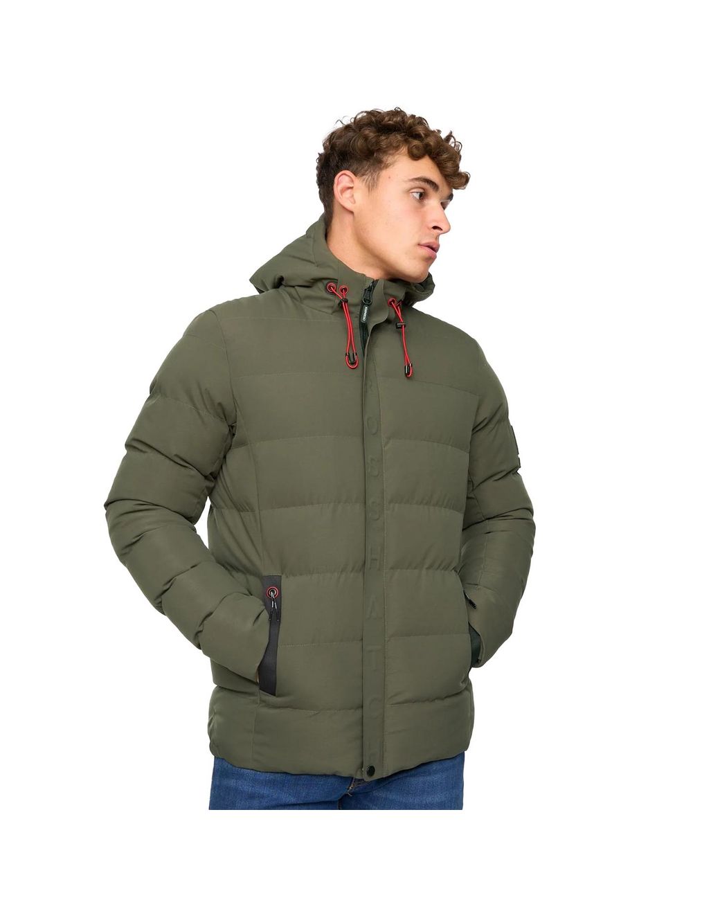 Crosshatch Green Kampleys Embossed Padded Jacket for men
