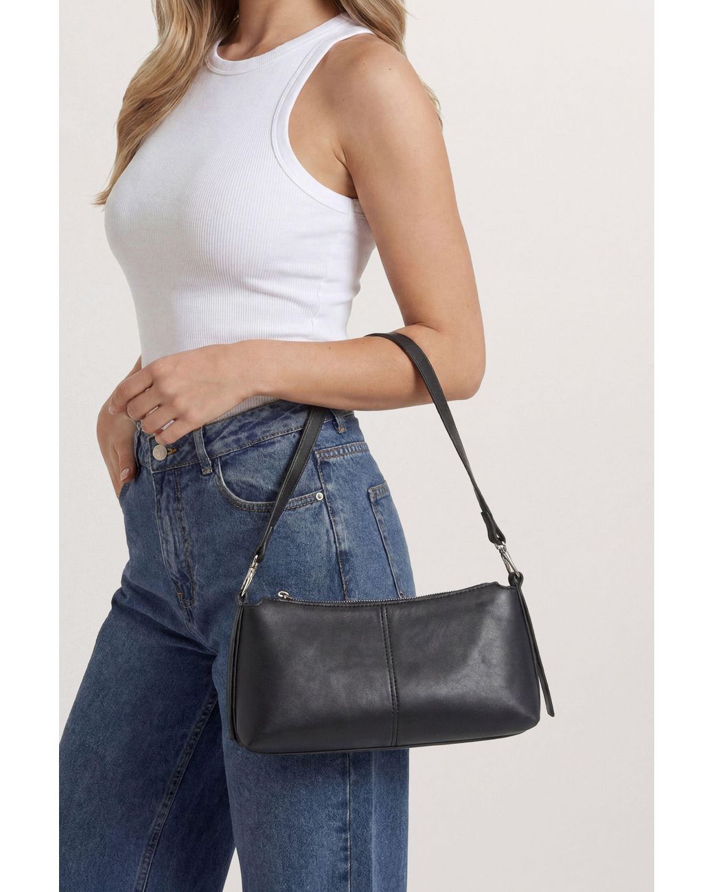 MissPap White Faux Leather Slouchy Shoulder Bag