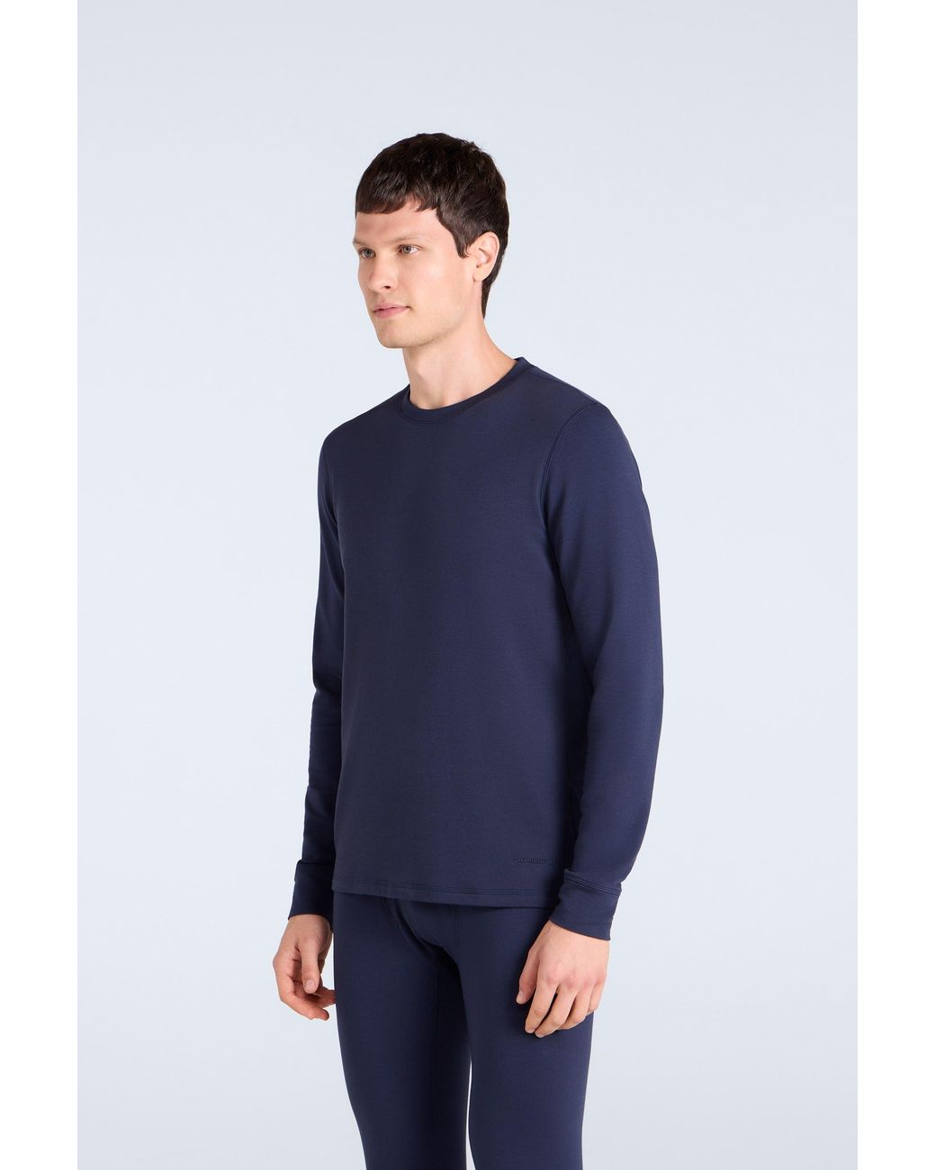 Mountain Warehouse Blue 'Blaze' Thermal Top Warm Cosy Long Sleeve Base Layer Tee Cotton for men