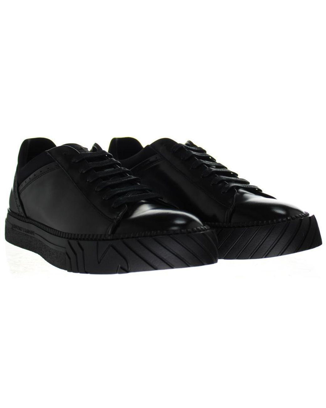 Armani Black Emporio Trainers Leather