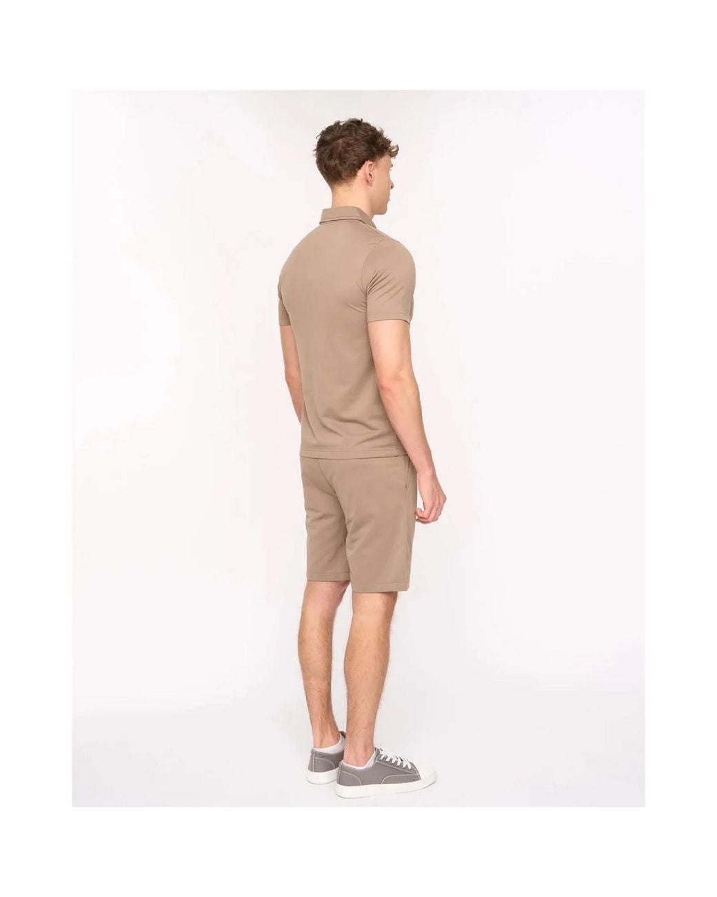 Duck and Cover Natural Medford Pintuck Everyday Polo And Shorts Set for men