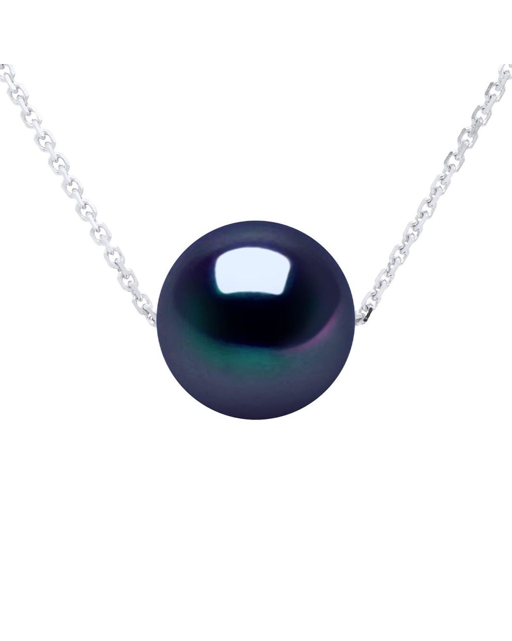 Ateliers Saint Germain Blue Necklace Real Cultured Freshwater Pearl Round 8-9 Mm