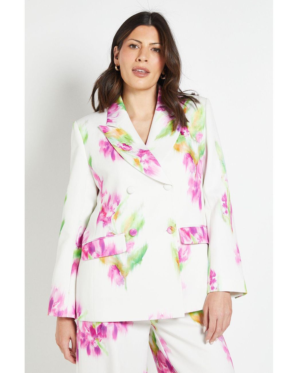 Wallis White Floral Satin Blazer Coord