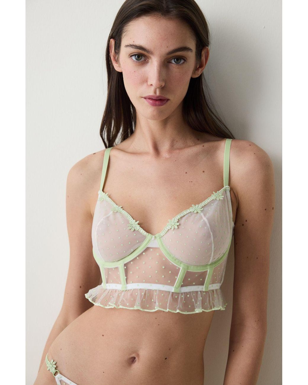 Penti Green Polka Dot Lace Underwire Bra