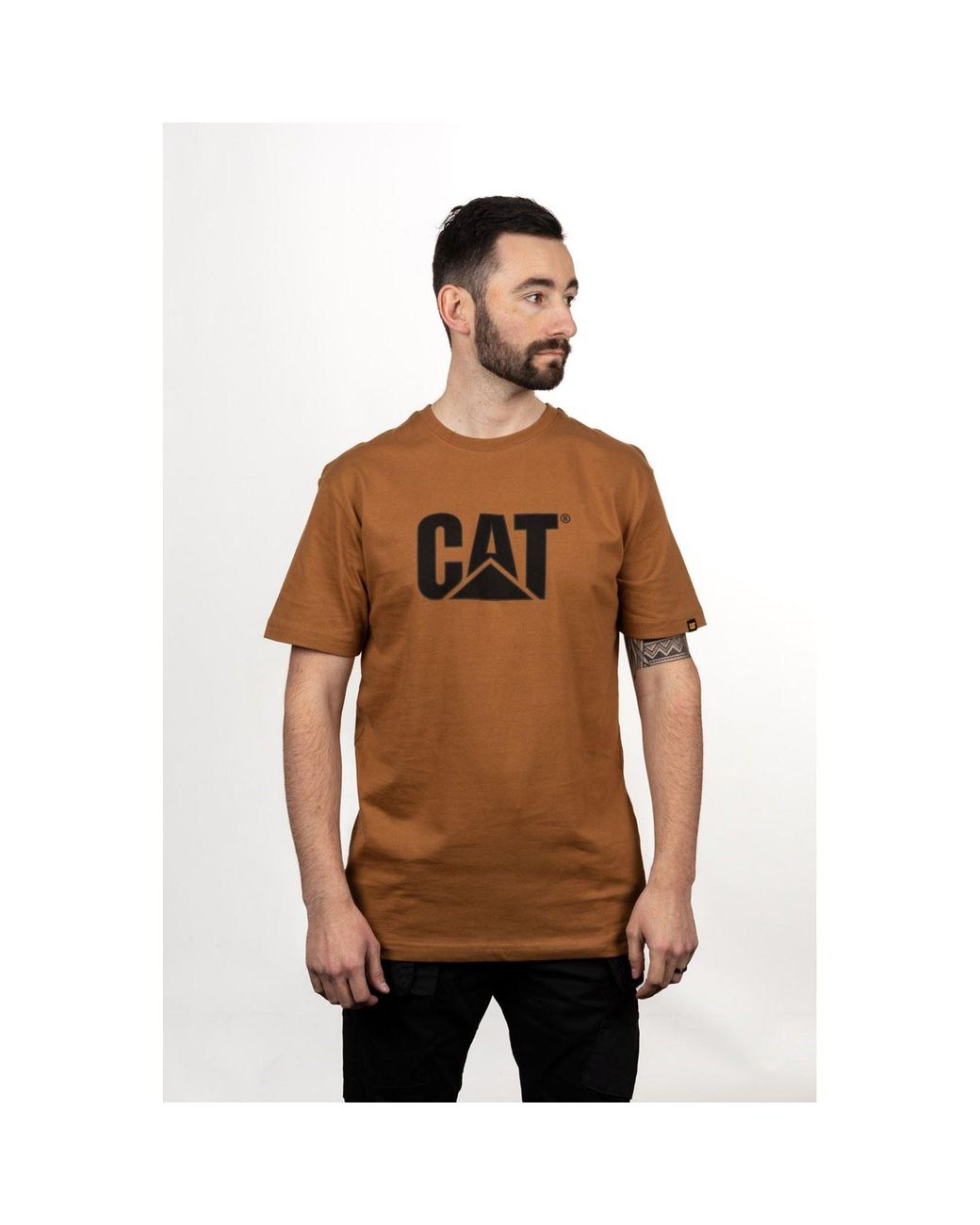 Caterpillar Brown Trademark Logo Cotton T-Shirt for men
