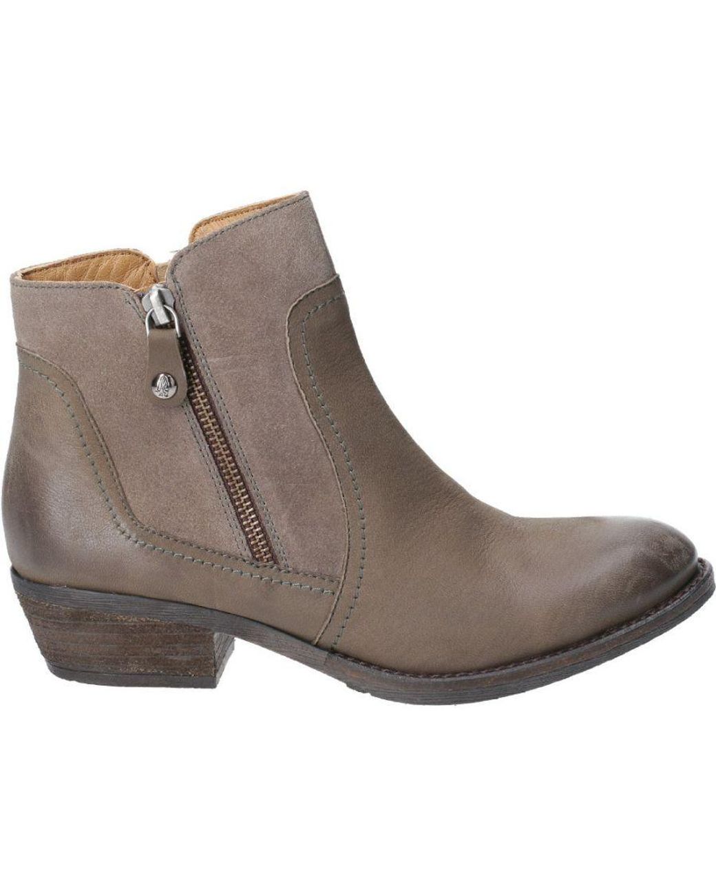 Hush Puppies Brown Isla Zip Up Leather Suede Ankle Boots