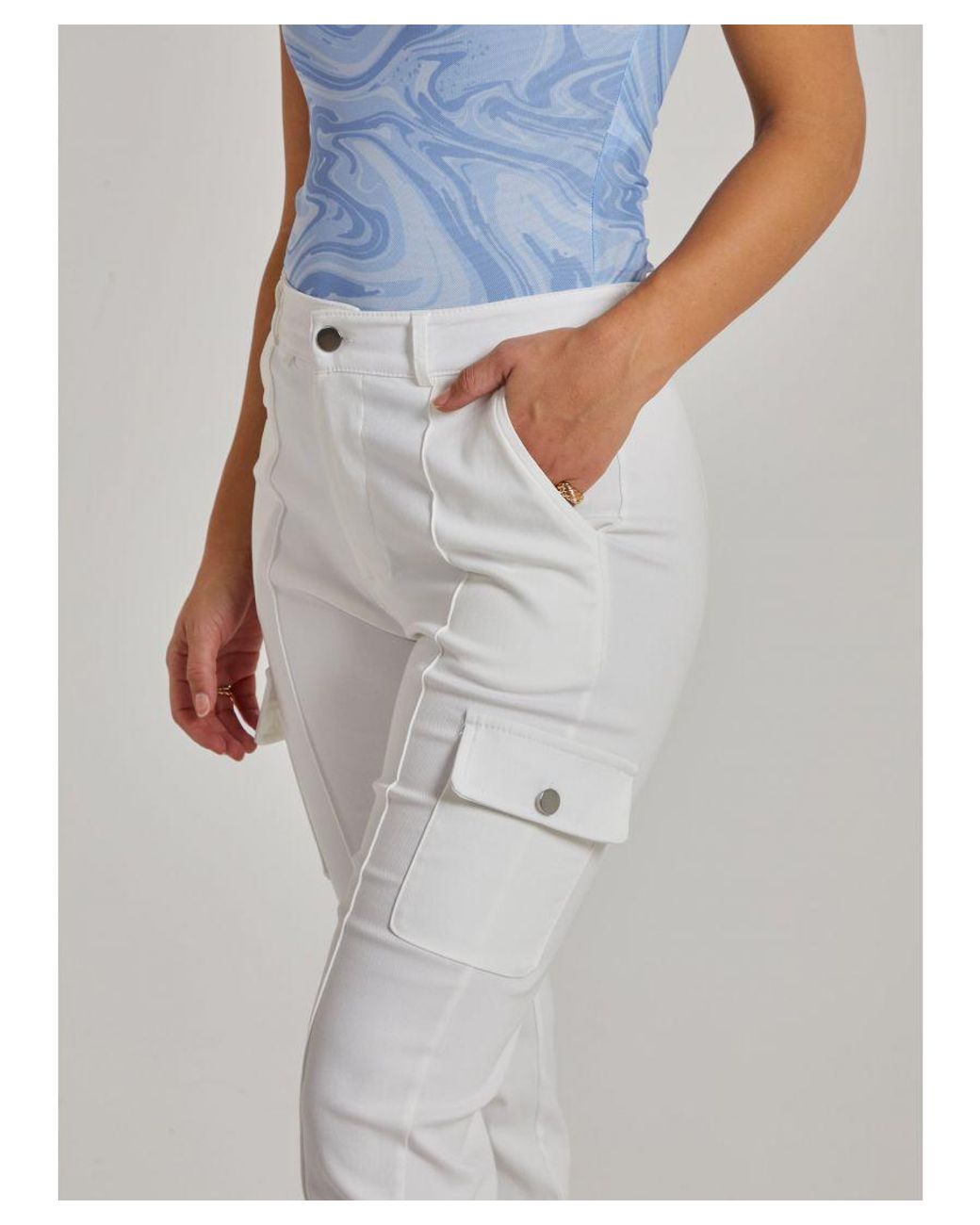Pink Vanilla Gray Utility Stretch Cargo Trousers