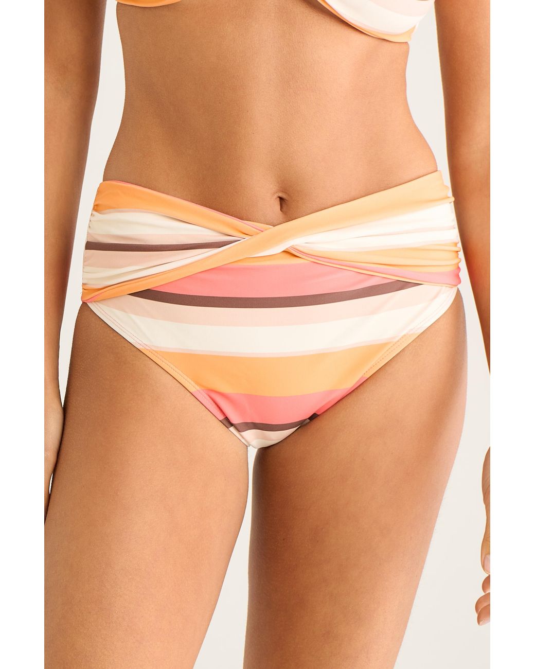 Gini London Multicolor Multi Colour Stripe Hardware Bikini Top