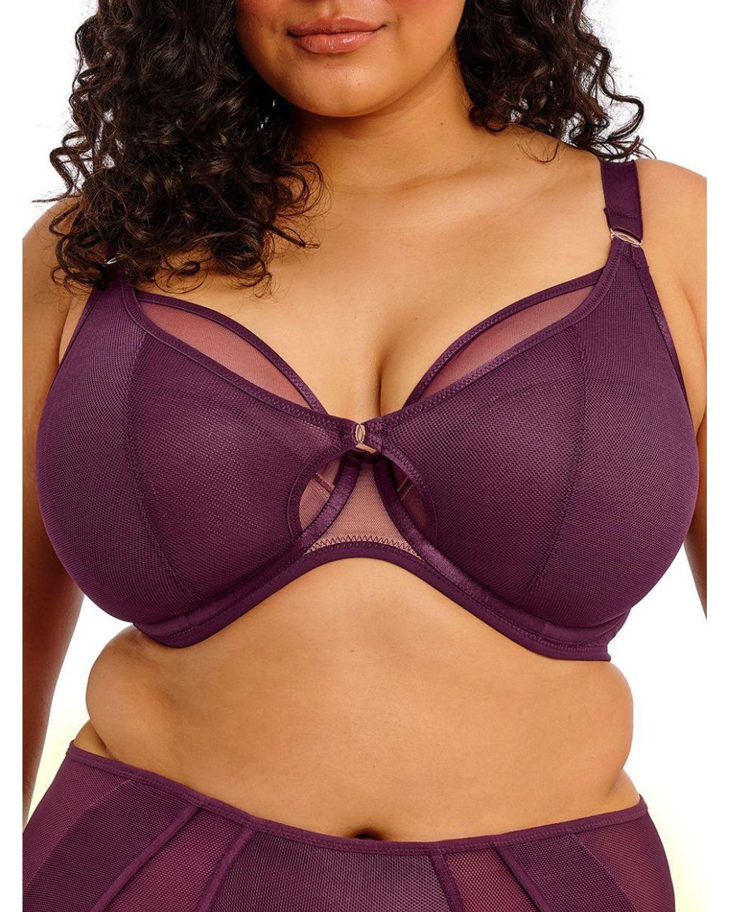 Elomi Purple Kintai Underwired Plunge Bra Blackberry