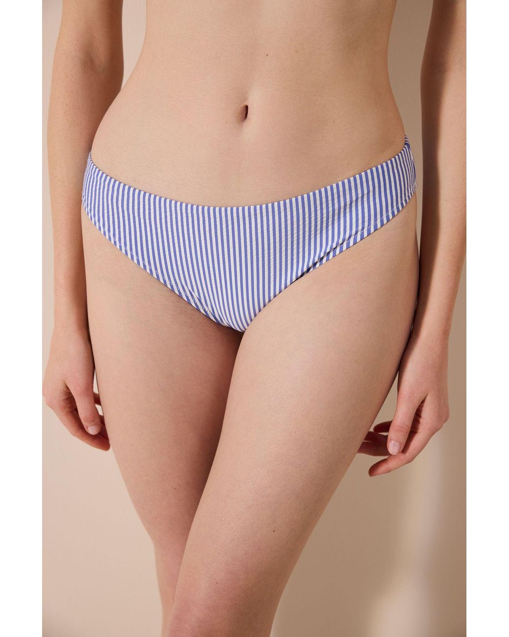 Penti Blue Striped Mid-Waist Bikini Bottoms