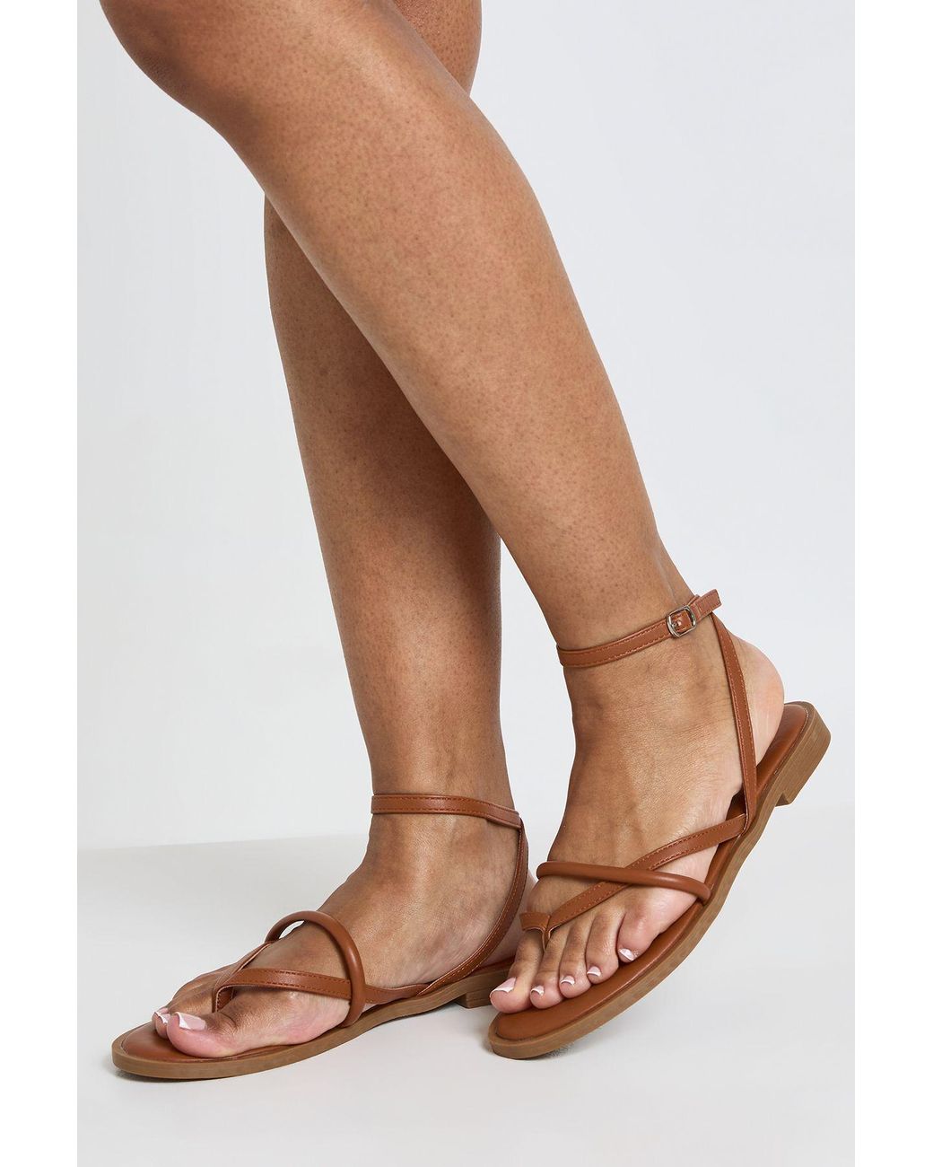 Boohoo Natural Wide Fit Toe Post Strappy Sandals