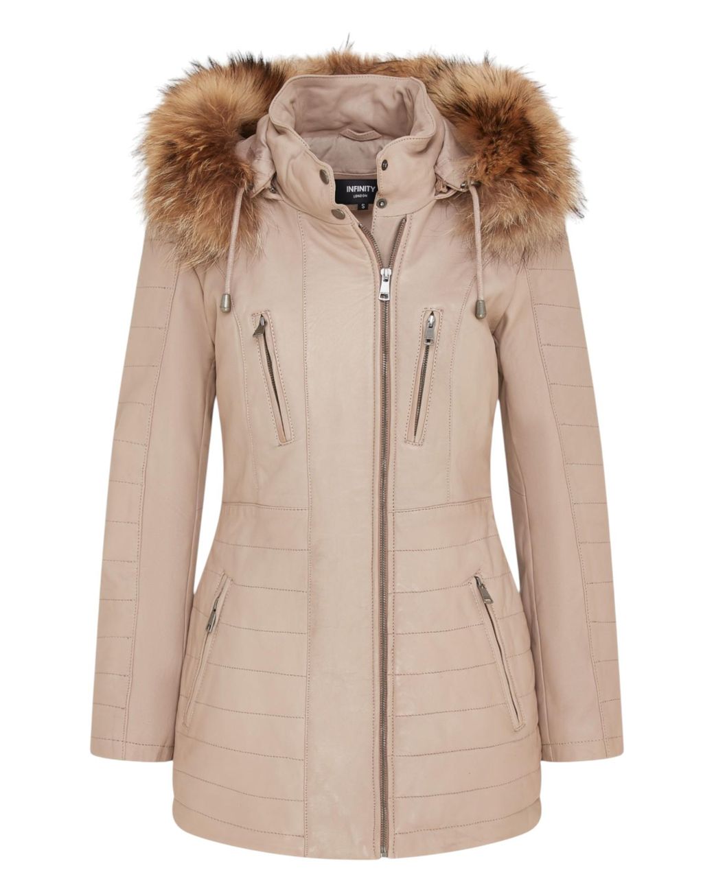 Infinity Leather Natural Slim Fit Hooded Parka Jacket-Northam Lamb Leather