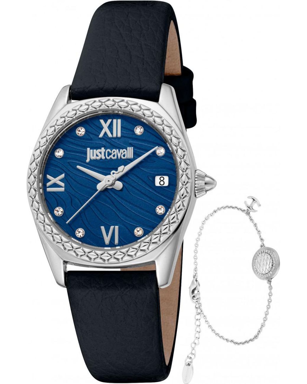 Just Cavalli Blue Jc1L312L0015 Ladies Indomitable Animalier Watch And Bracelet Gift Set