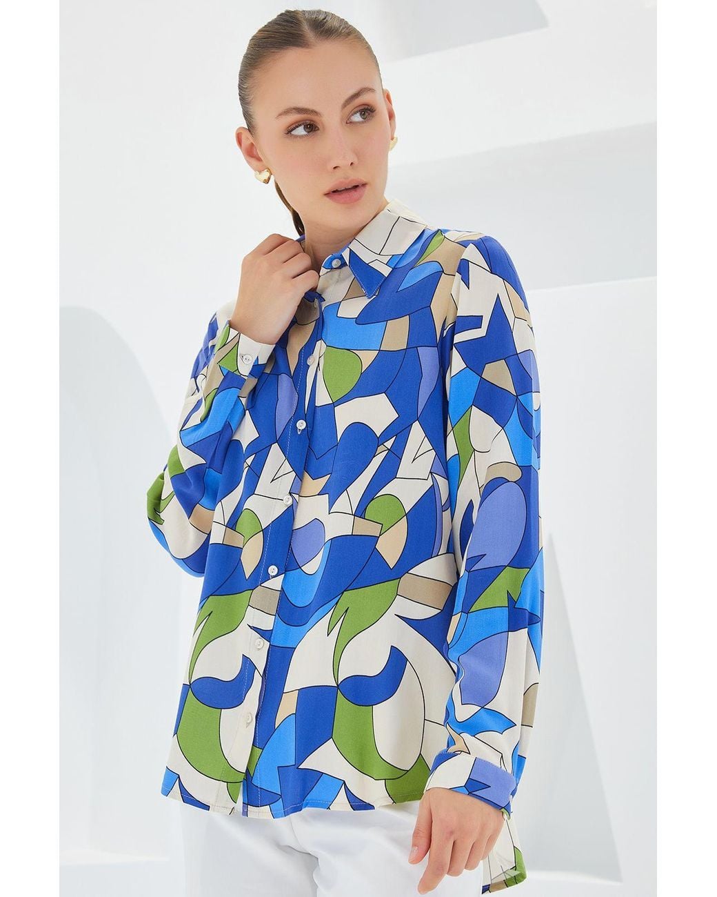 Bigdart Blue Patterned Long Sleeve Shirt