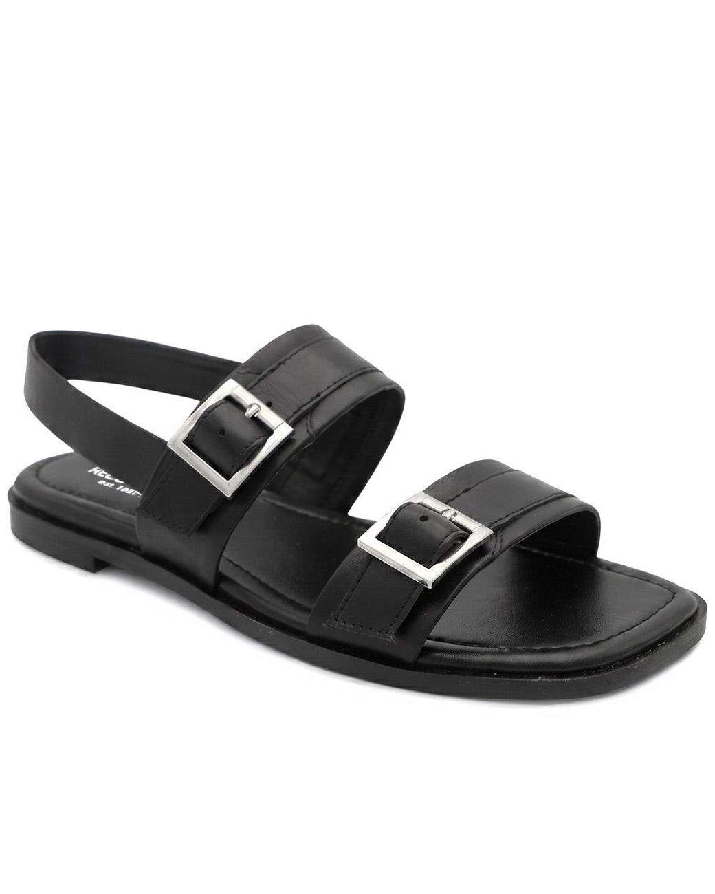 Jones Bootmaker Black Haniya Leather Dual Buckle Fasten Sandals
