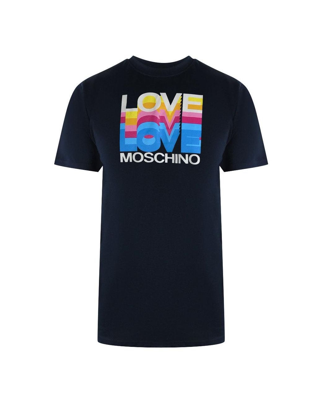 Moschino Blue Love T-Shirt Colourful Logo Cotton for men