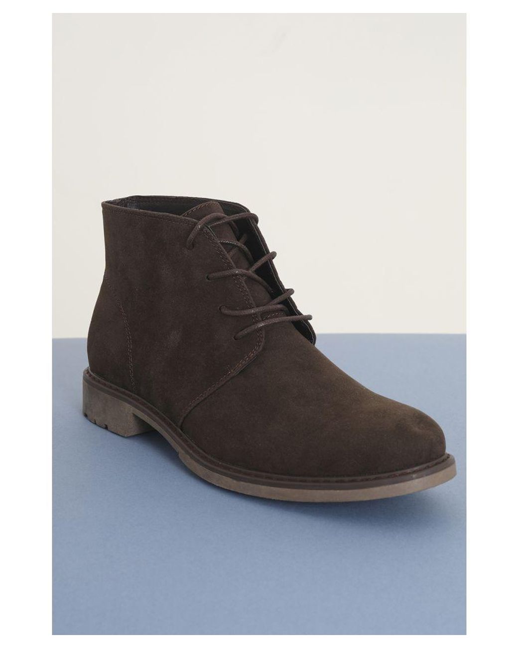 Brave Soul Blue Faux Suede Lace Up Desert Boot for men