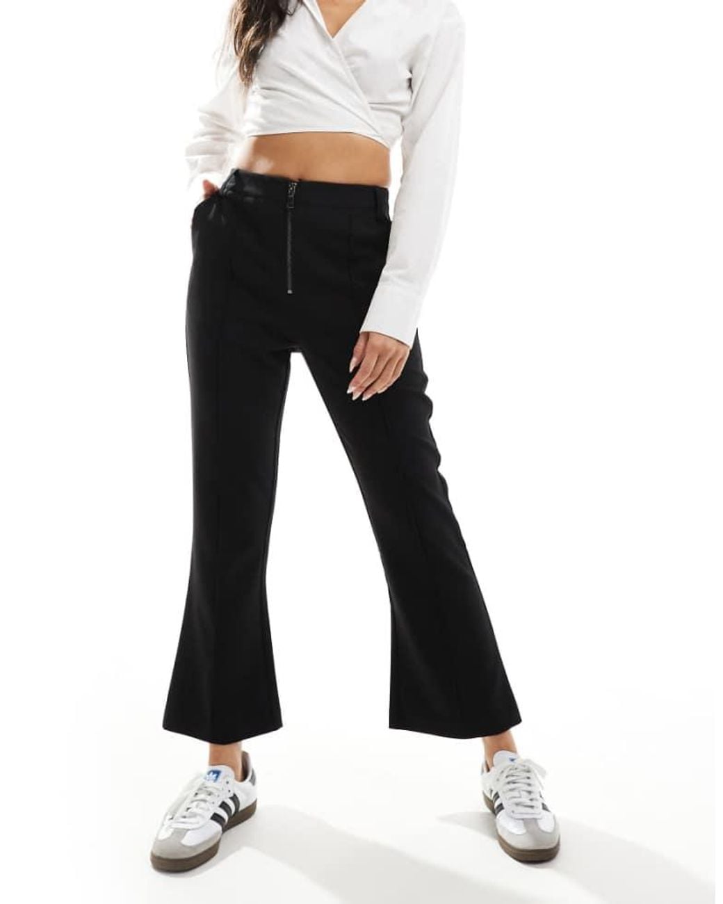 ASOS Black Zip Front Kick Flare Tailored Trouser