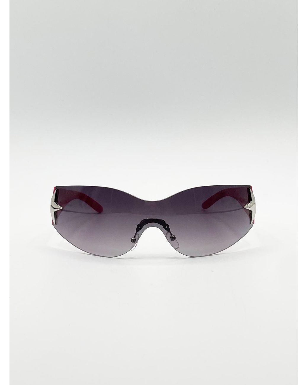 SVNX Purple Wrap Around Racer Sunglasses With Star Hinge Detail