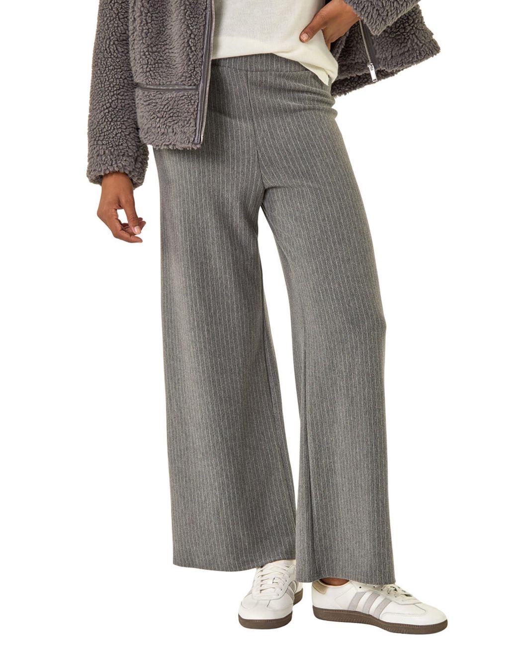 Roman Gray Pinstripe Jersey Stretch Trousers