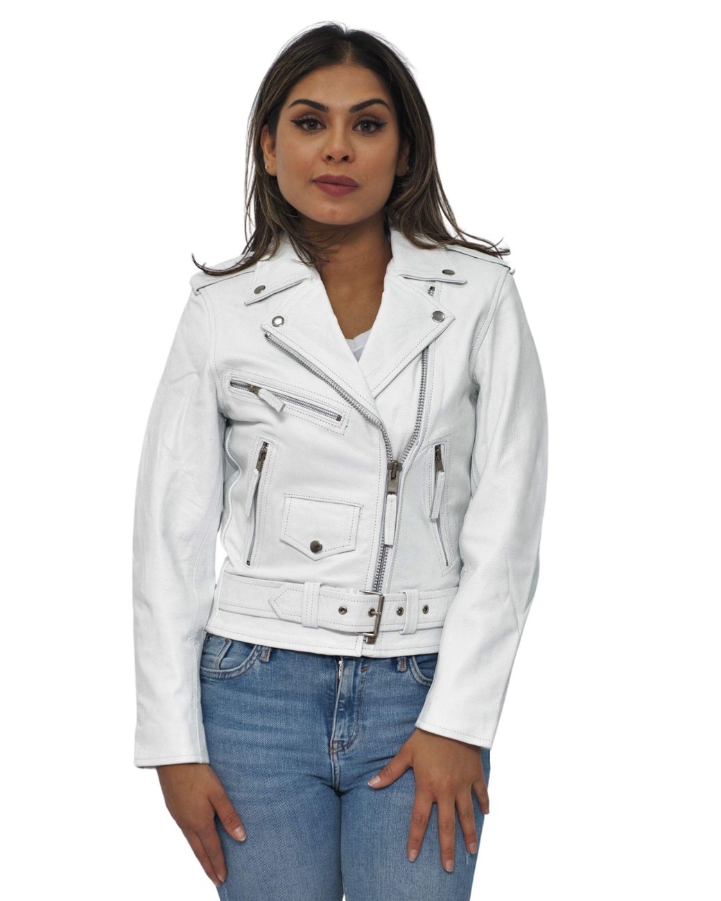 Infinity Leather Gray Cowhide Brando Biker Jacket-Murcia