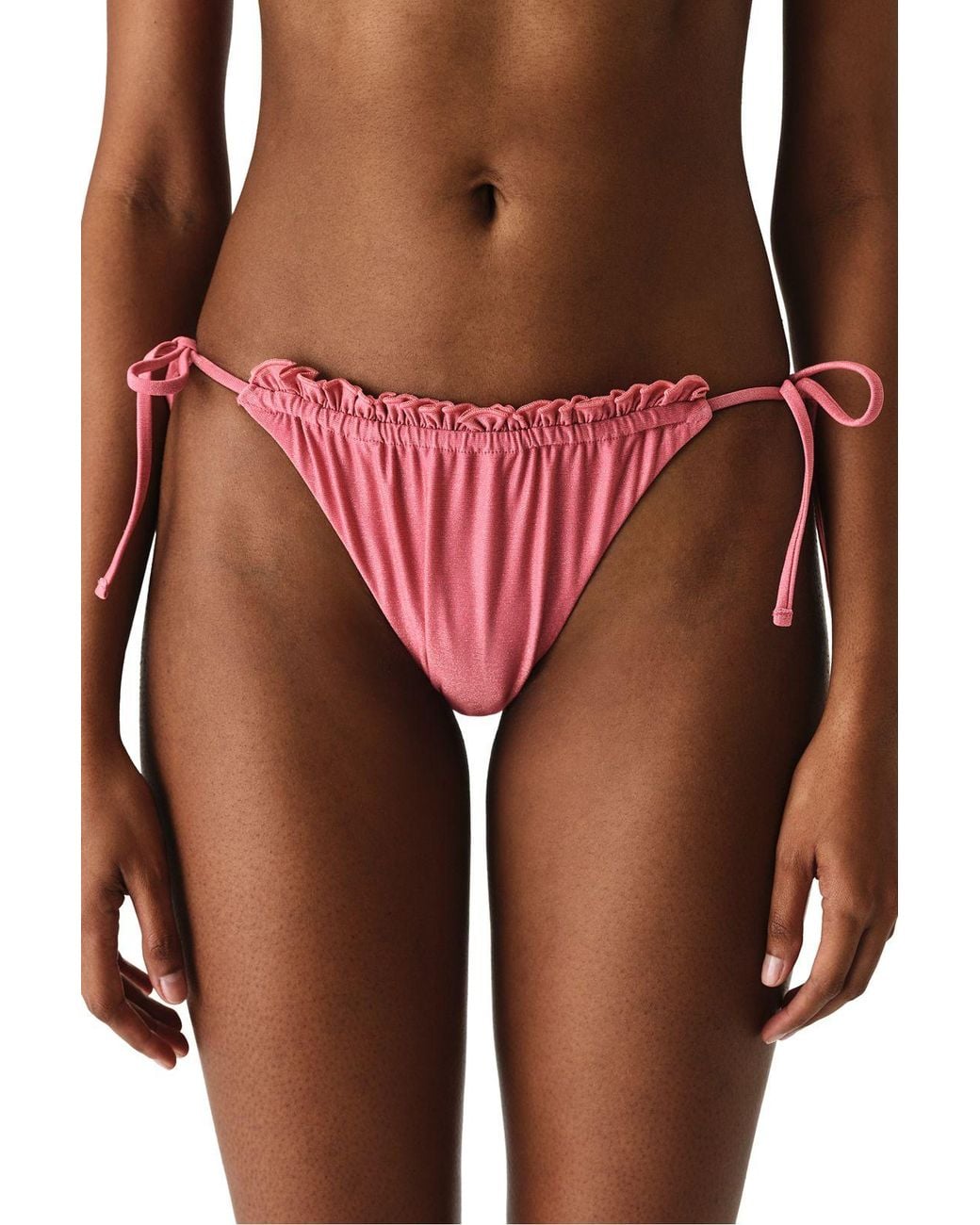 Penti Red Denisse Ruffle Ruffled Mid Waist Bikini Bottom