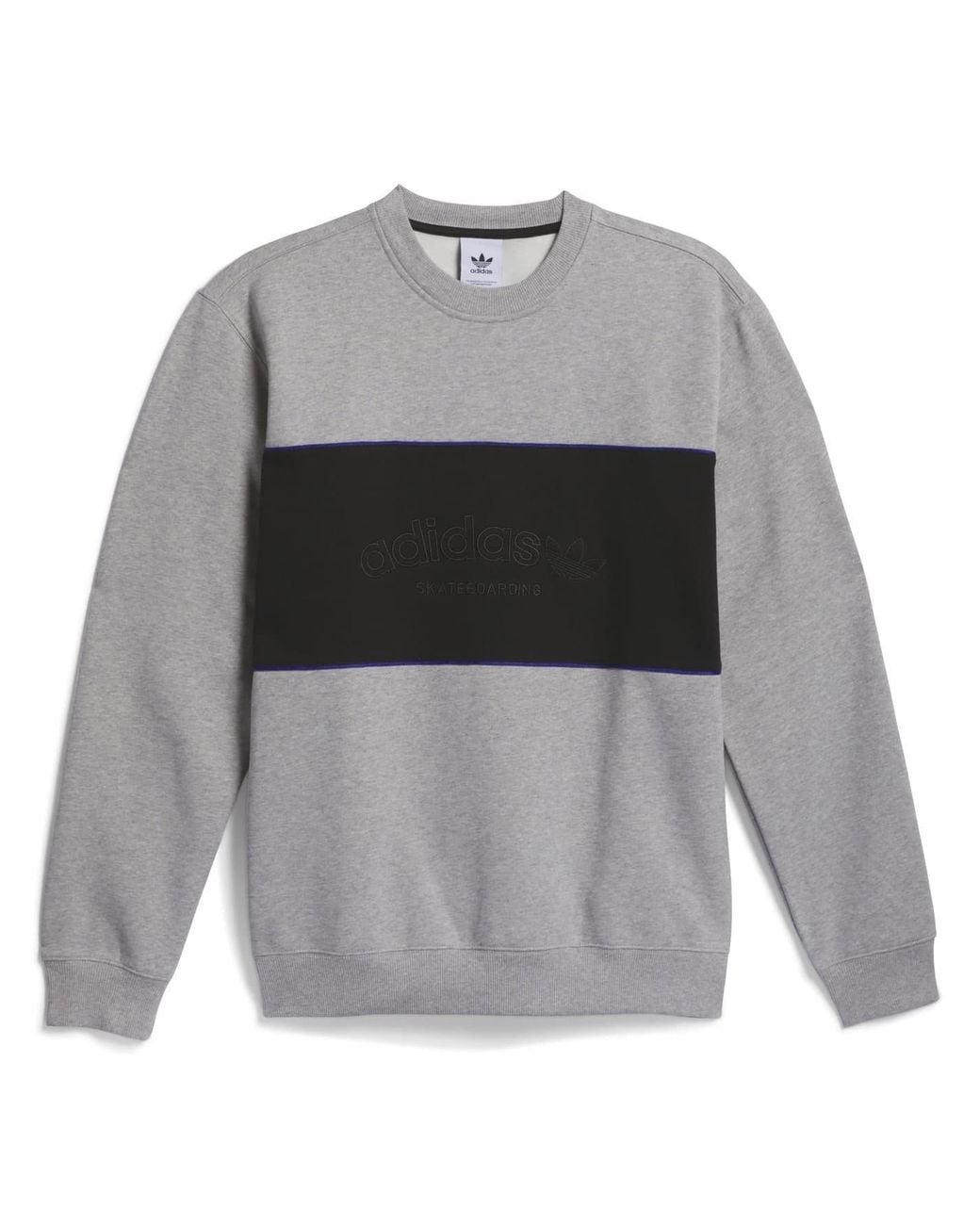Adidas Gray Arched Lettering Regular Fit Long Sleeve Sweatshirt for men