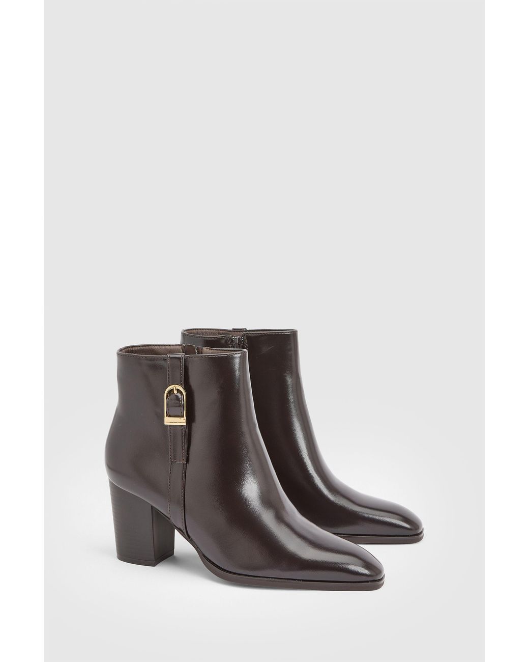 Wallis Brown Sophie Faux Leather Buckle Detail Ankle Boots