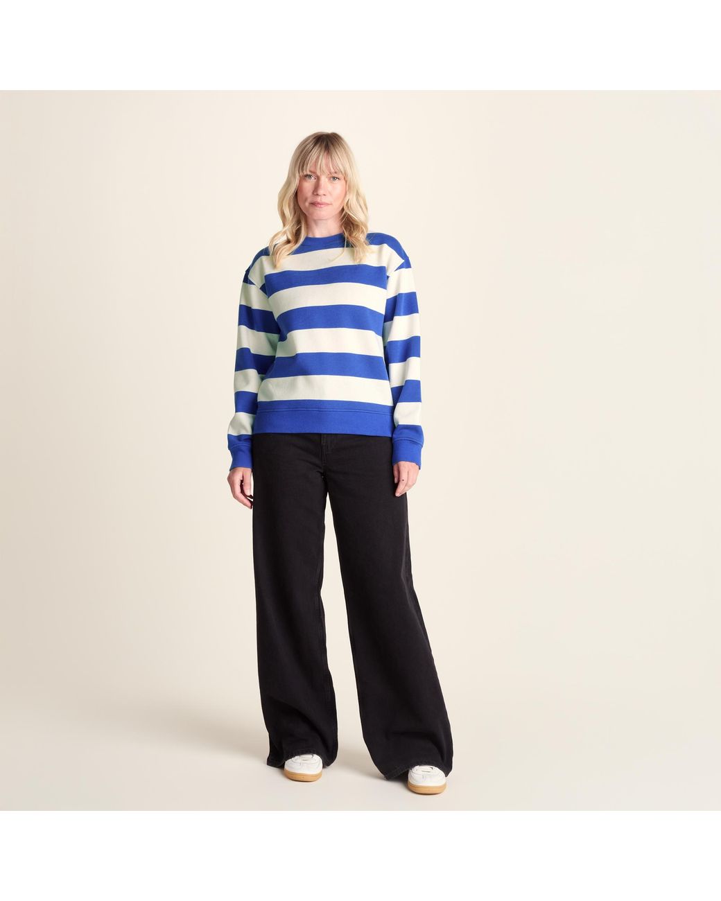 TOG24 Blue Yuri Supersoft Crew Neck Striped Sweatshirt