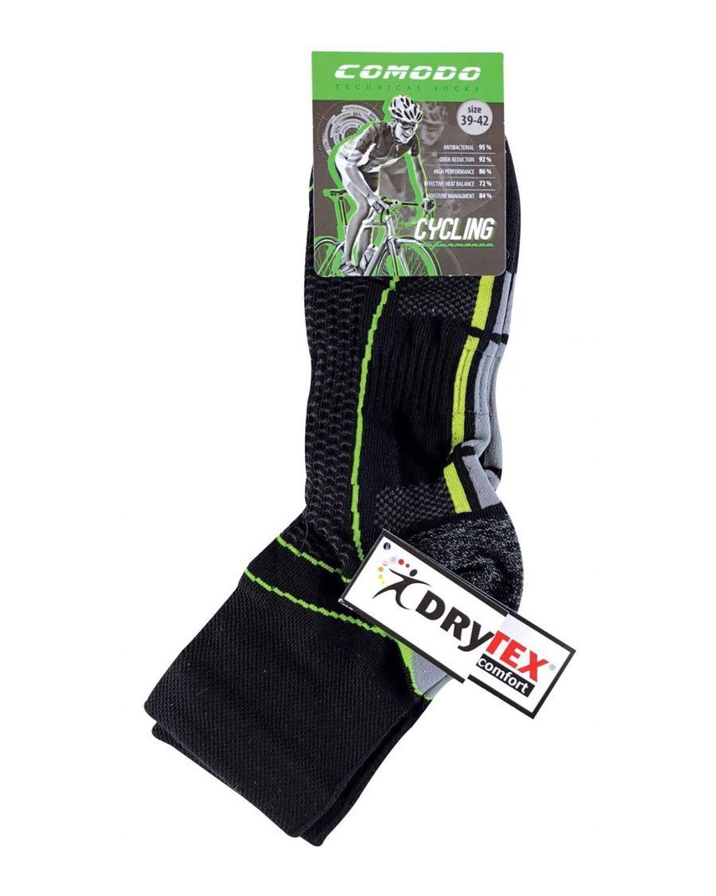 Comodo Black High Vis Neon Cycling Socks For Bike for men