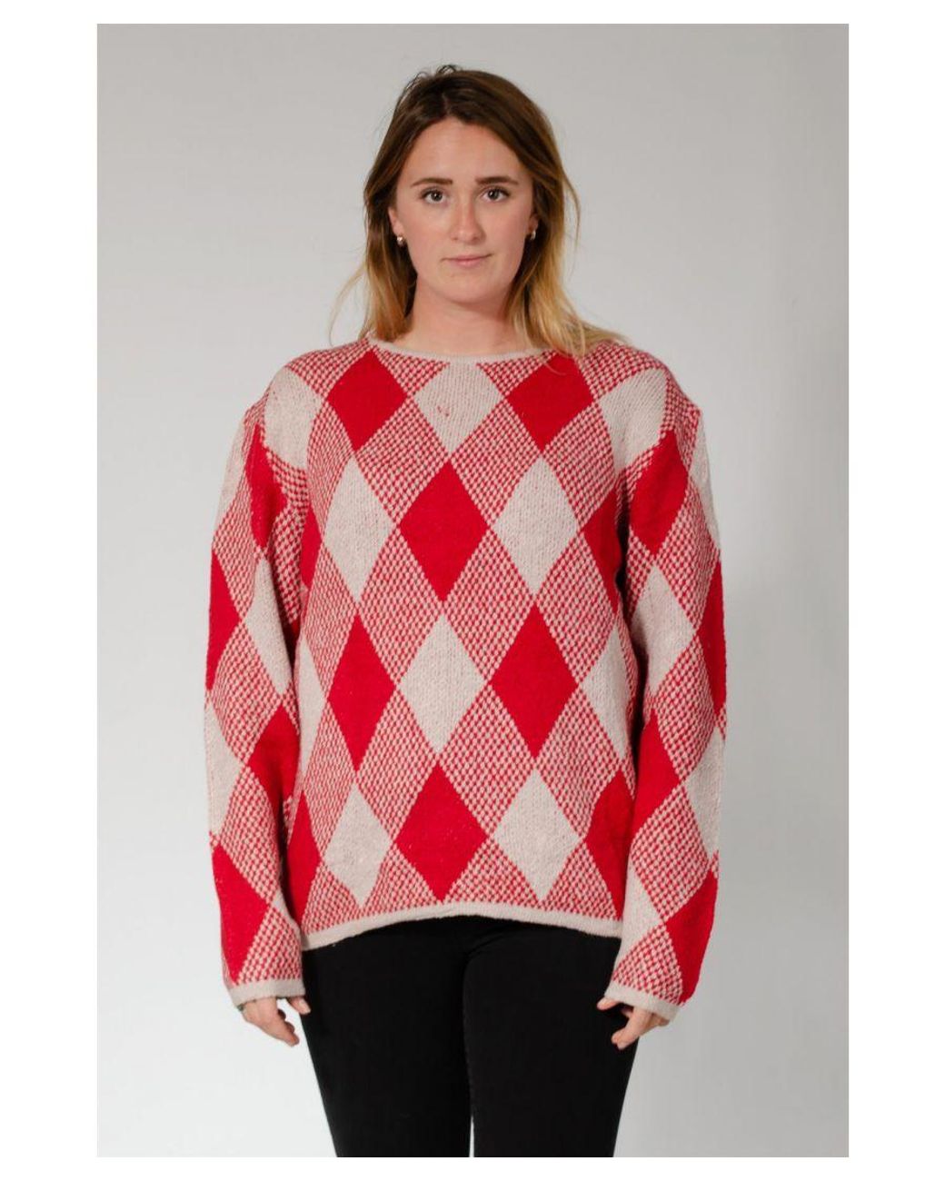 love knitwear Red Diamond Knit Jumper