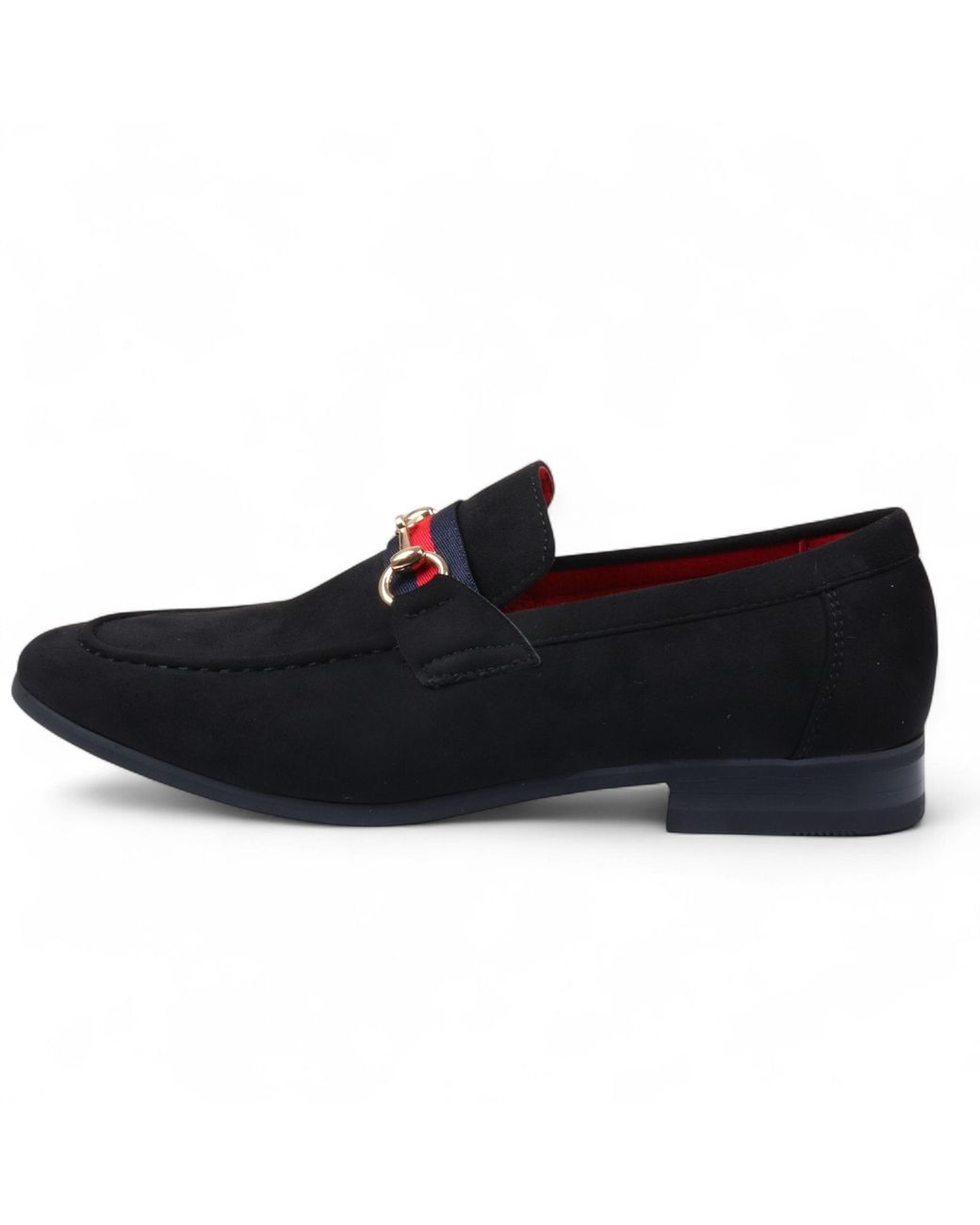 Infinity Leather Black Suede Loafers With Buckle Slip-On Dress Shoes for men