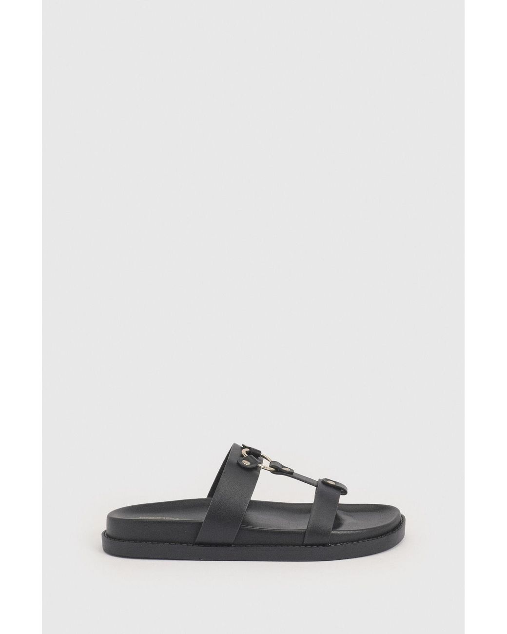 Boohoo Black Wide Fit T Bar Chunky Sandals