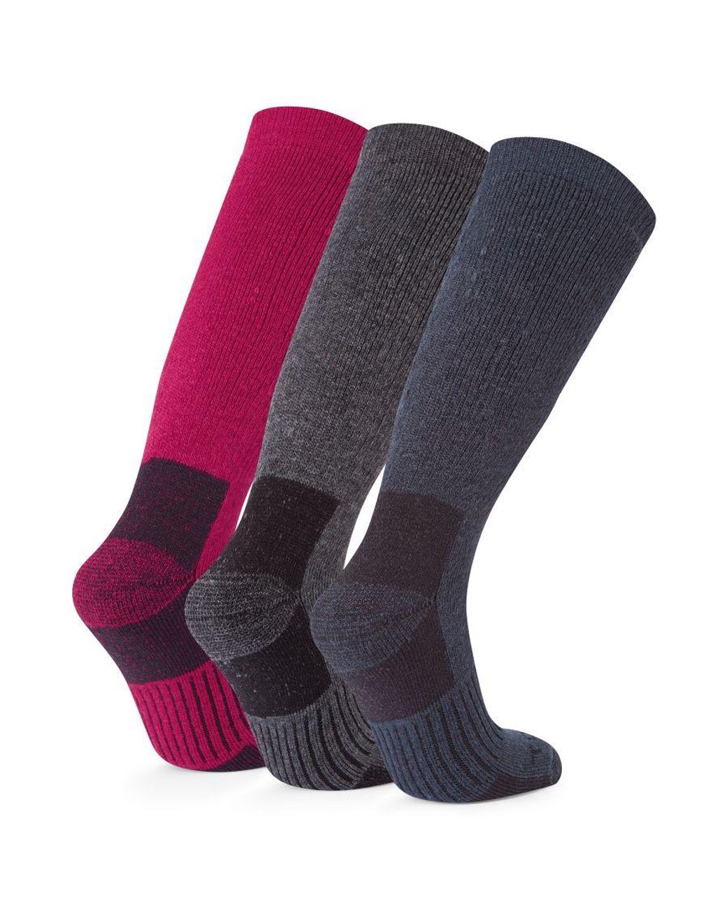 TOG24 Blue Villach 3 Pack Trek Socks Dark Marl/Cerise/Dark